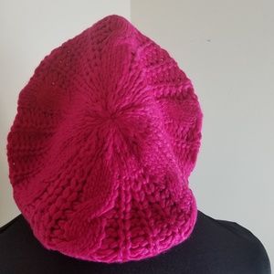 Woman's Braided Pink Beret Winter Hat